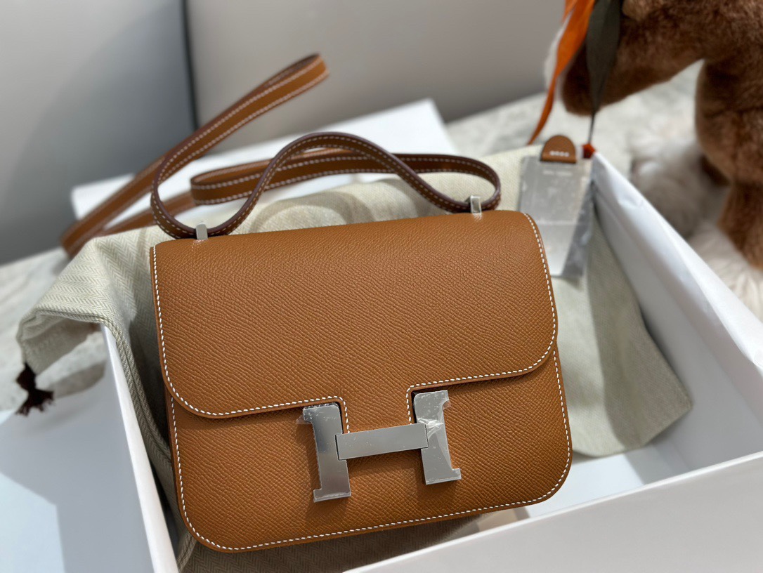 Hermes Constance 18 Mini Shoulder Bag In Brown Epsom Leather